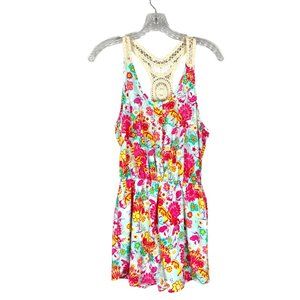 Altard State Womens Floral Sleeveless Shorts Romper Crochet Racerback size Small